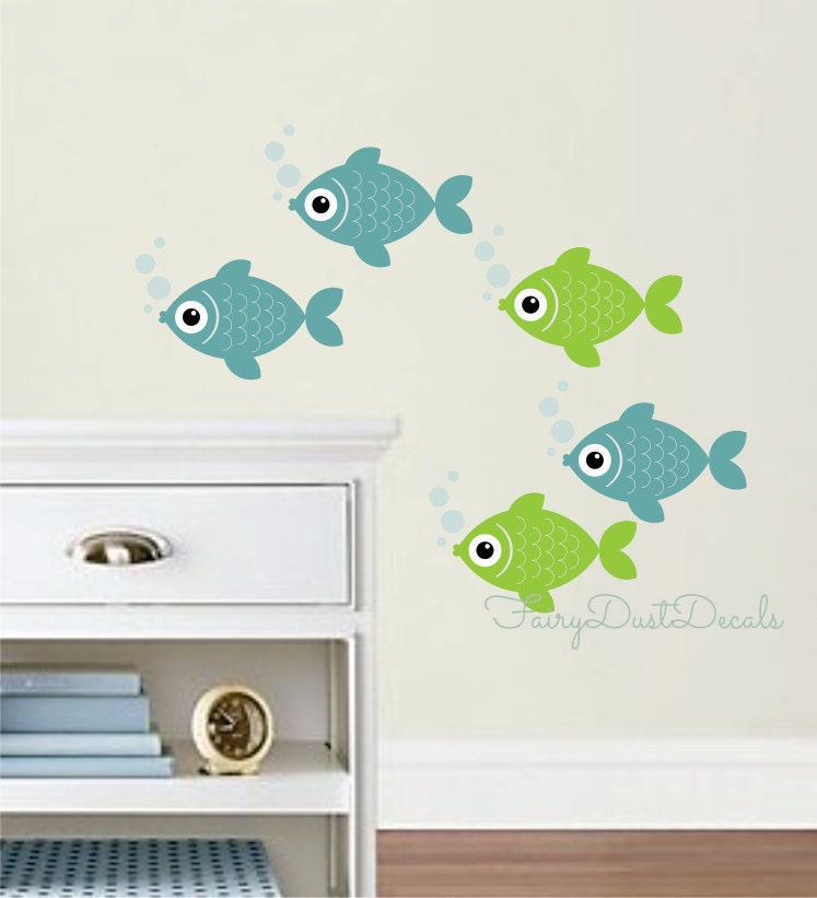 Fish Wall Decals Set of 5 fish stickers school of fish