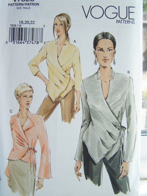 Vogue V7828 Sewing Pattern Women's Wrap Blouse with