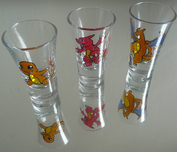 Pokemon Charmander Evolution Shot Glasses