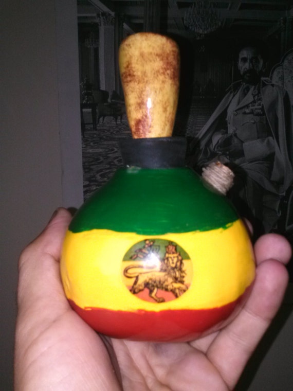 Lion of Judah mini chalice pipe rasta colored