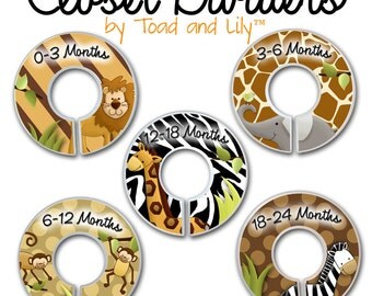 CLOSET DIVIDERS In the Jungle Kids Bedroom and Jungle Safari Animals Baby Nursery Art Decor CD0031
