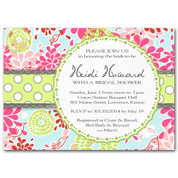 Items similar to Bridal shower invitation, baby shower invite, pink and ...