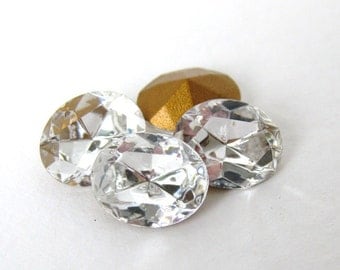 Vintage Swarovski Crystal Clear Rhinestone Oval Glass Jewel 10x8mm swa0425 (3)