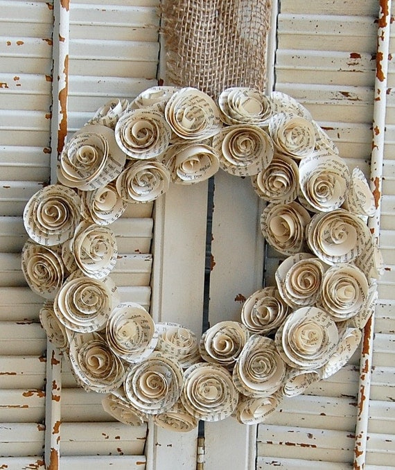 paper rose wreath paper rose wreath