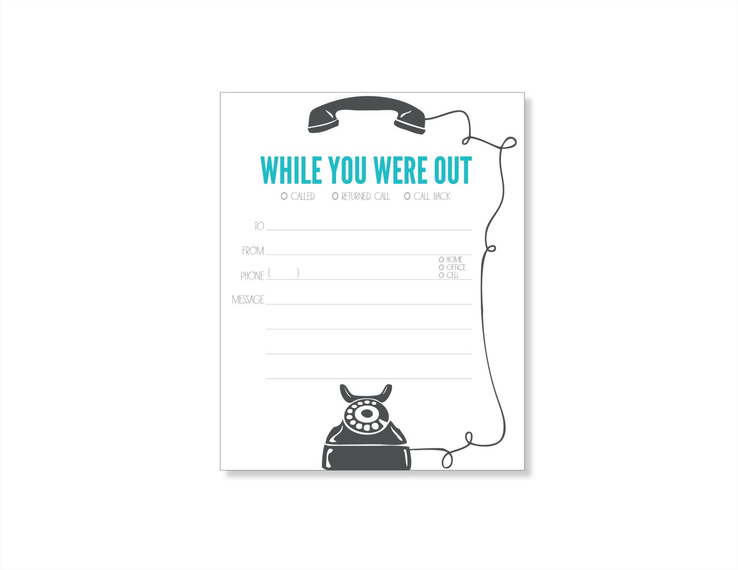while you were out telephone message notepad by skeldesign
