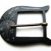 Black belt buckle , Antique belt buckle ca 1930s metal with hand etching