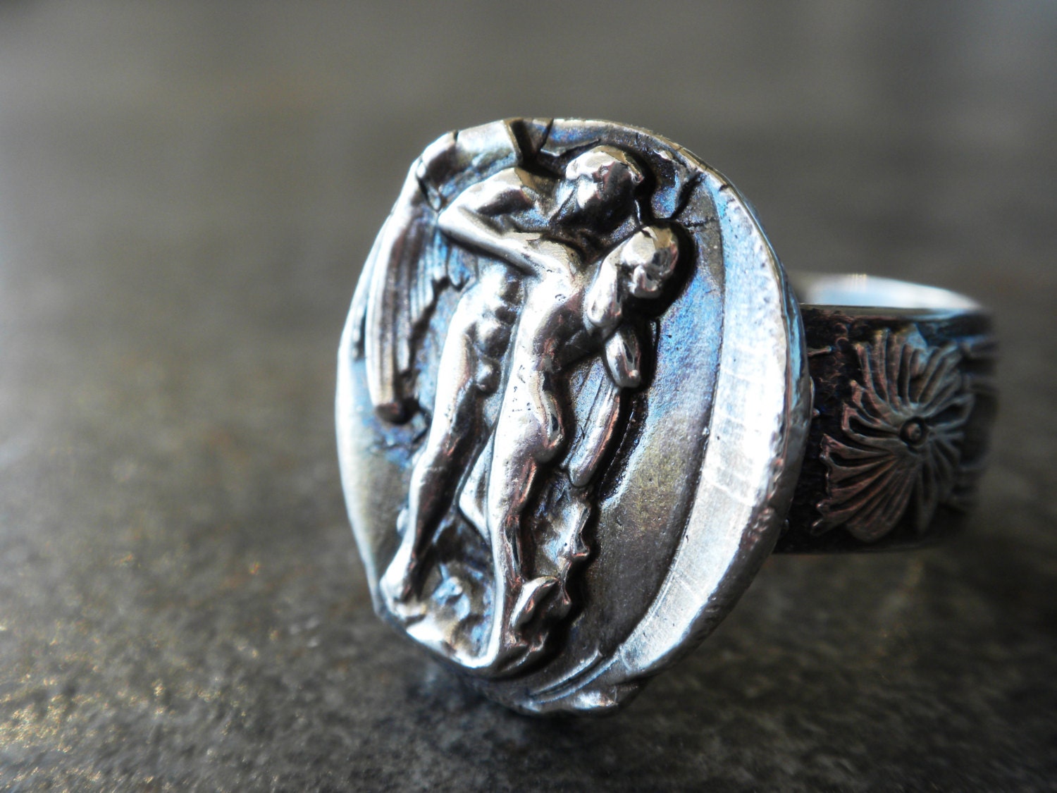 Statement Ring Silver Mythology Jewelry Romantic Eros and