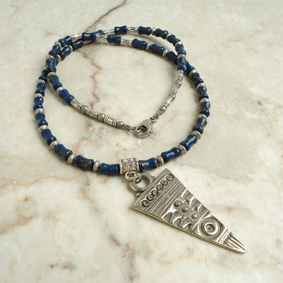 Genuine Blue Lapis Lazuli Jewelry for Men Mens Necklace