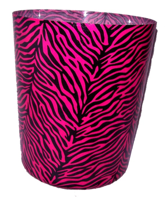 Hot Pink & Black Zebra II Print Wastebasket Waste Basket