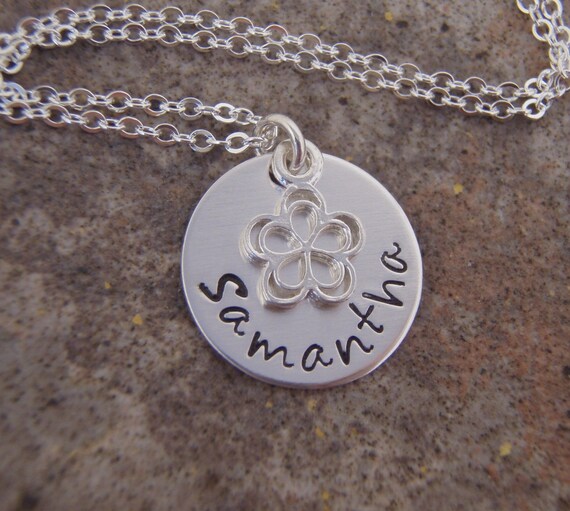 Flower girl necklace Girl's name necklace by filigreepheasant