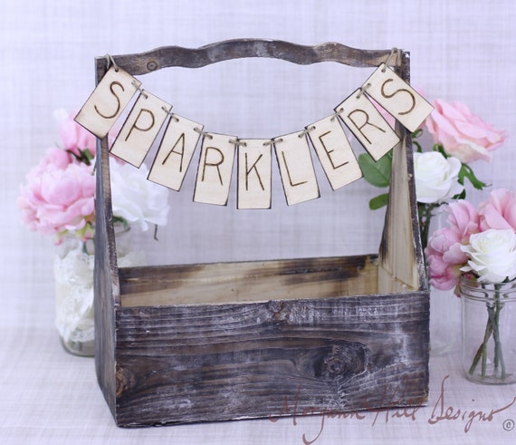 Rustic Basket With Sparklers Banner Sign Country Wedding Decor Barn Chic (Item Number 130030) by braggingbags