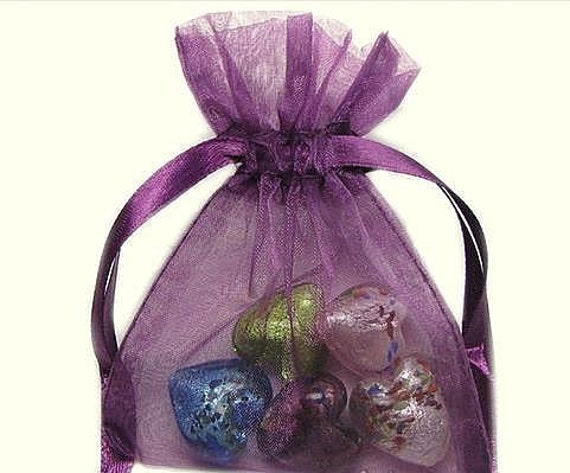 5 Count 4x6 Inch Amethyst Plum Purple Silk Organza Wedding Favor Bags