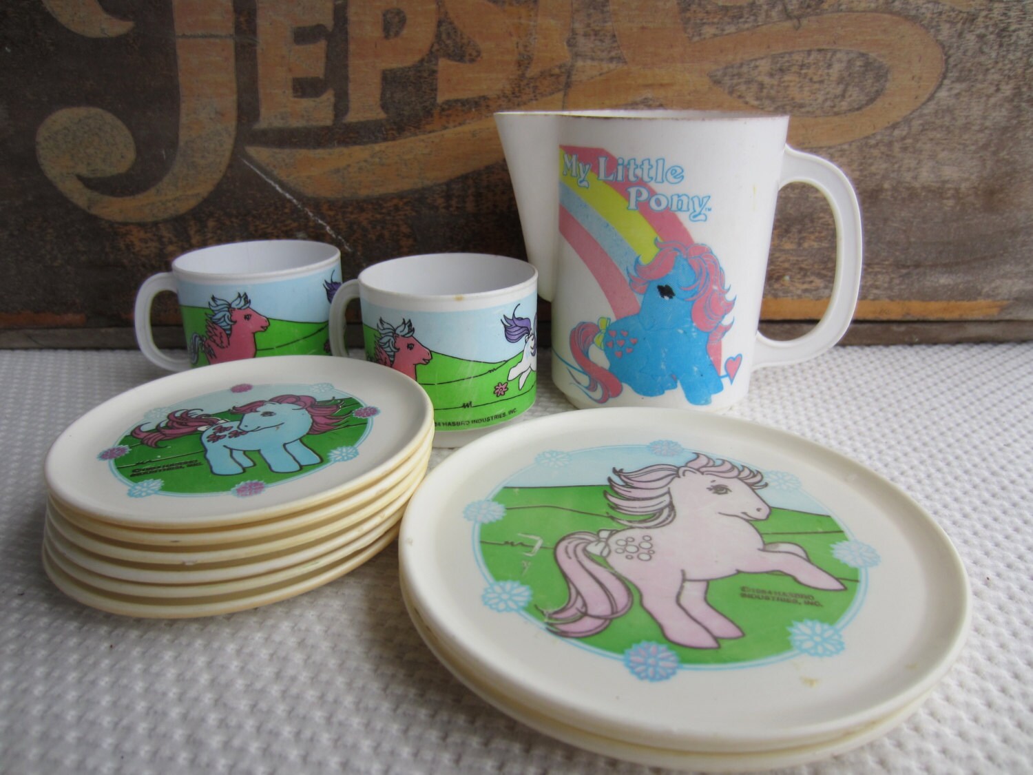 Vintage 1984 My Little Pony Tea Set Toy Plates Cup Pitcher