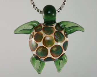 Lampwork Boro Glass Sea Turtle Pendant - Visionary Glass Arts