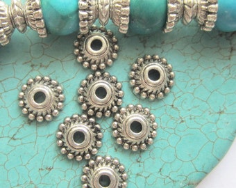 30 Antique silver Bead caps jewelry making supplies 8mm bead caps 235y (U6),