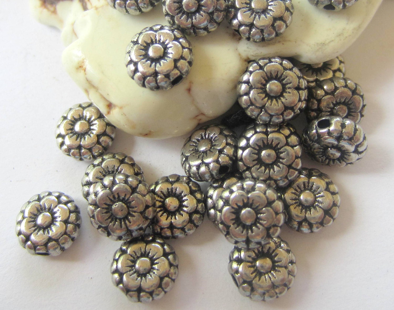 30 Silver metal beads spacers jewelry making by GatheringSplendor