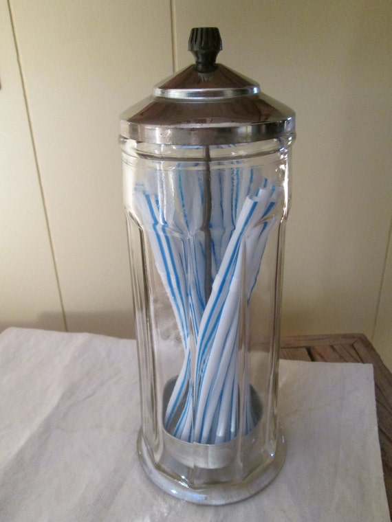 Vintage Glass Straw Holder