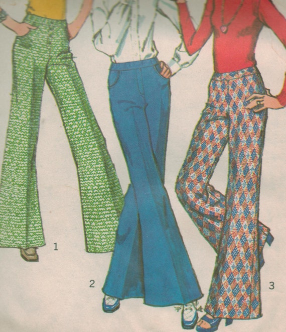 Bell Bottom Hip Hugger Pants Vintage Sewing Pattern by raegirl