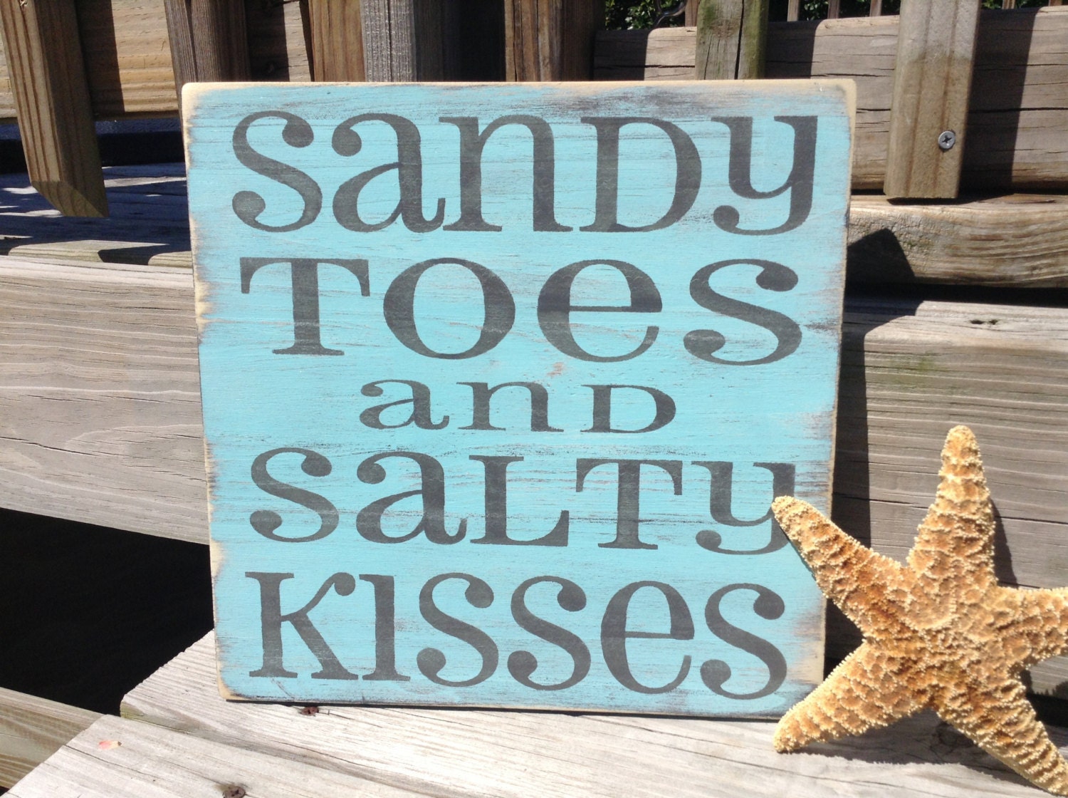 Sandy Toes And Salty Kisses Beach Sign Nautical Coastal