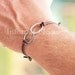 Men's Bracelet, Brown Adjustable Cord, Hammered Aluminum Infinity Bracelet, Two Tone, Wedding Day, Anniversary, Birthday Gift, MB 117