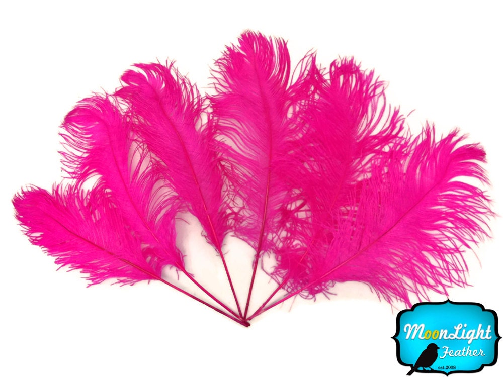 Ostrich Feathers 1/2 lb HOT PINK Ostrich Tail Feathers