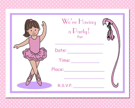 Printable Free Ballerina Party Invites 12B