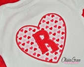 Girls Valentines Day Monogrammed Initial Heart Embroidered Applique Shirt or Bodysuit Il_170x135