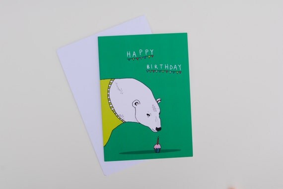 Happy Birthday Polar Bear Card by StacieSwift on Etsy