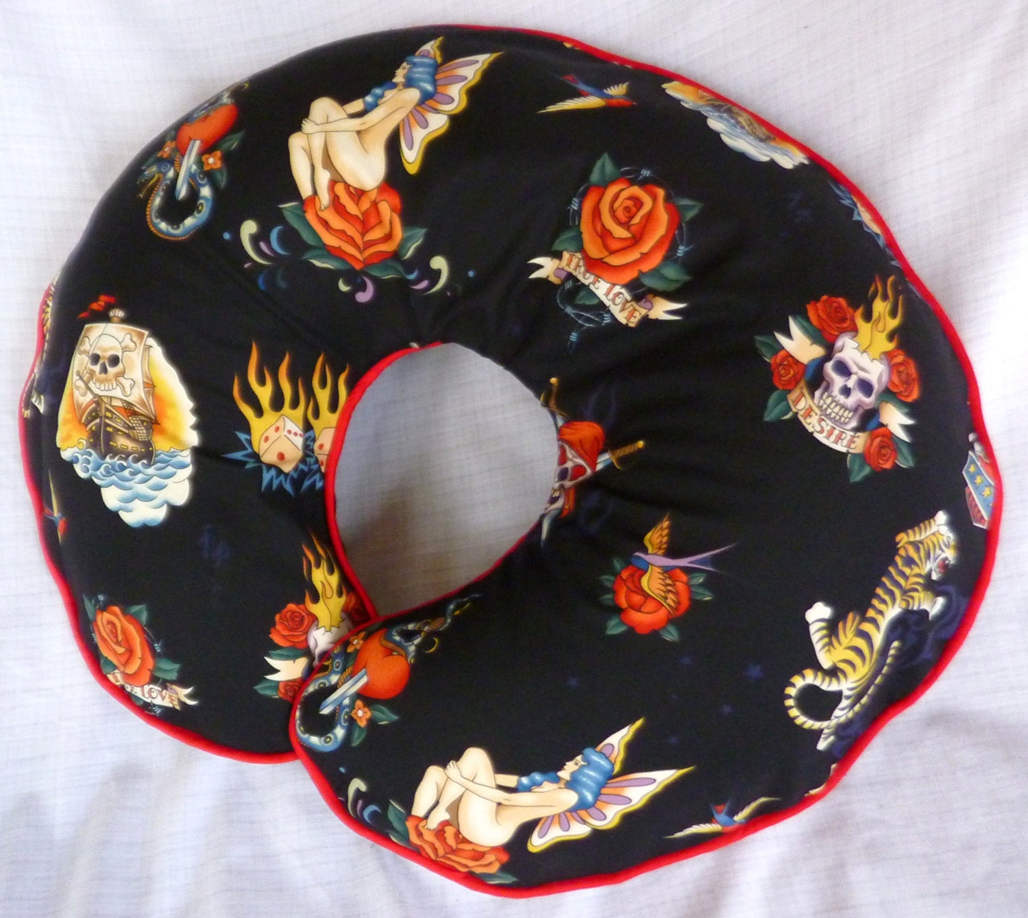 Boppy Pillow Slipcover Black Tattoo Skin by MommysLittleRockStar