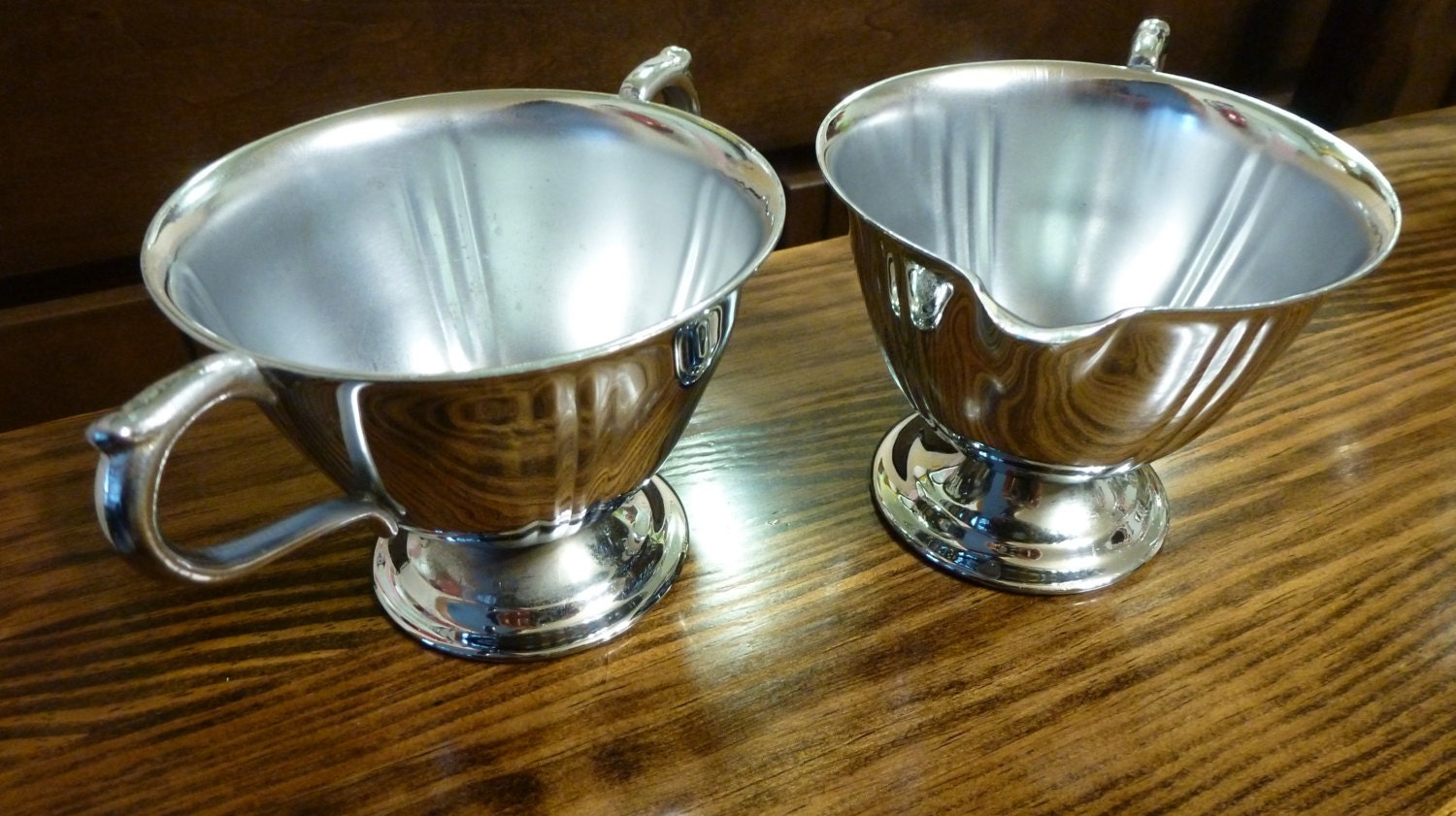 Vintage Cream and Sugar Set with Handles Unmarked Silver or