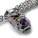 Steampunk Necklace, African Amethyst & Vintage Waltham Watch Movement - Long Chain Necklace