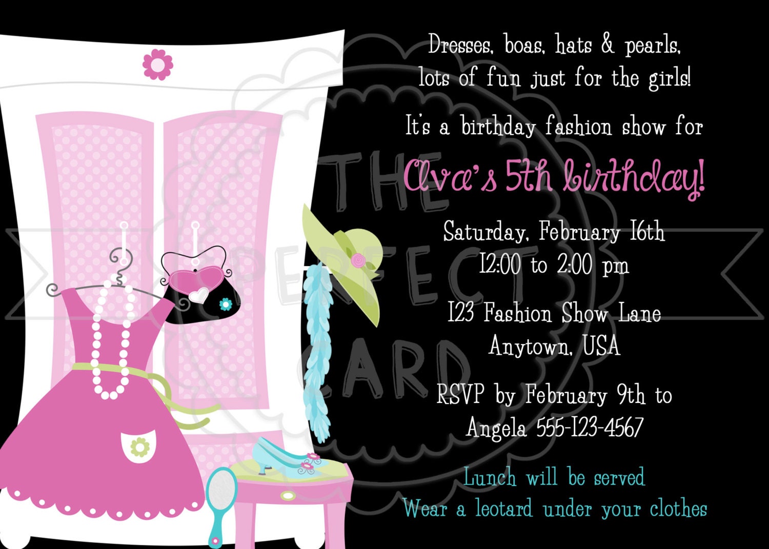 Fashion Show & Dress Up Birthday Party Invitation