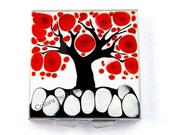 Square Pill Box with 4 Compartments Tree of Life Hand Painted Square Pillbox with a Glossy Enamel Finish Customizable