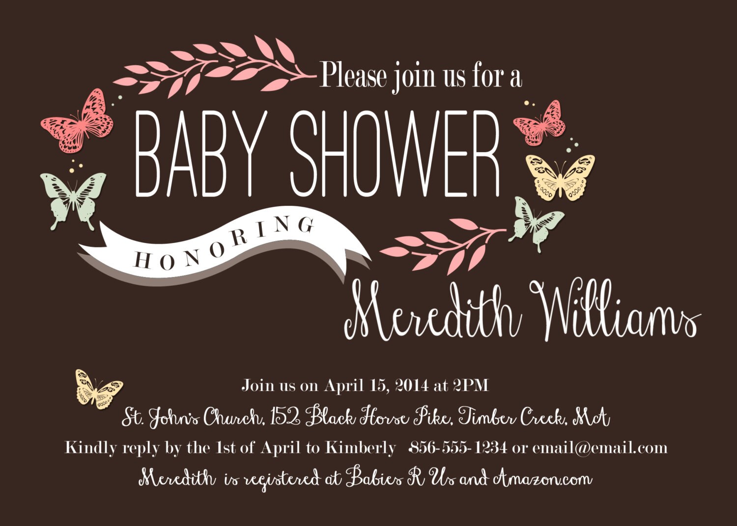 Butterfly Baby Shower InvitationDigital by SundayGirlsDesigns