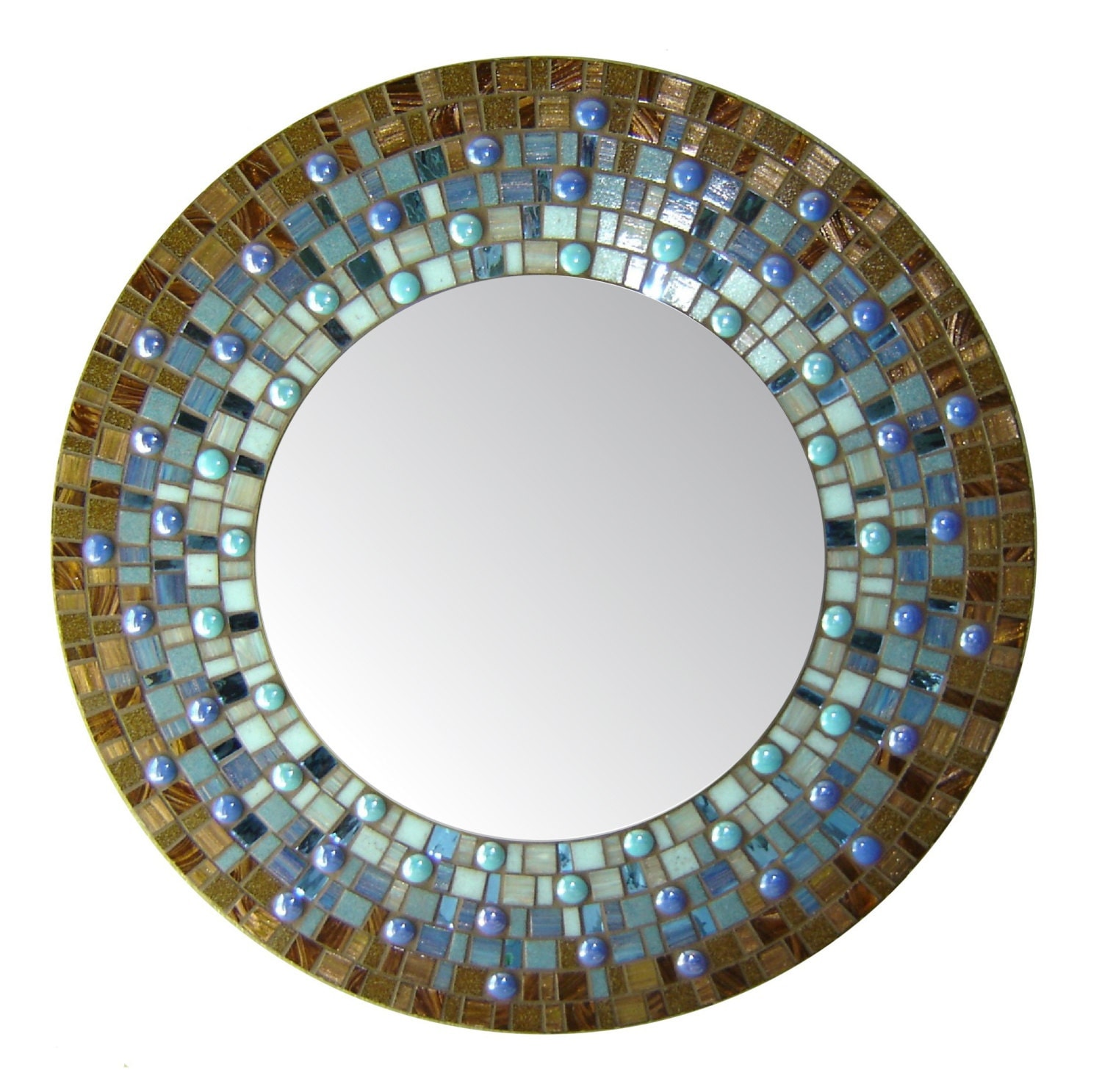 Blue And Brown Mosaic Mirror Round By Opusmosaics On Etsy 5339