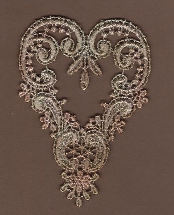 Hand Dyed Venise Lace Applique Victorian Heart Vintage Sea
