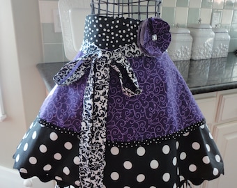 Pretty In Purple ~ Annabelle Style ~ Women's Half Retro Modern Apron ~ 4RetroSisters