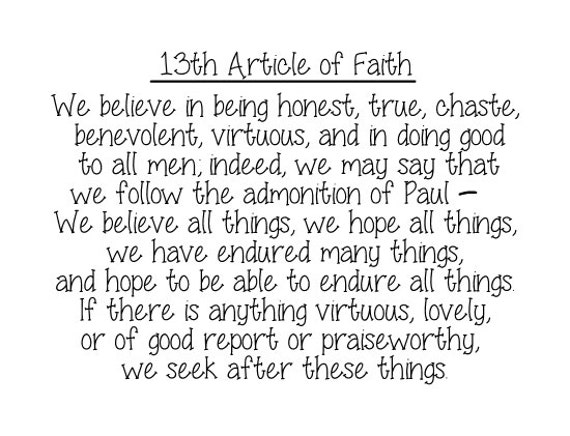 Insane image pertaining to 13th article of faith printable Eloquent image with regard to 13th article of faith printable