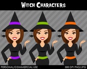 Witch Characters Digital Clip Art Graphics for Personal or Commercial Use Il_170x135