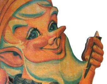 Retro Wood ELF 23 Inches Tall - Yard Garden Wall Decor - -Elvish