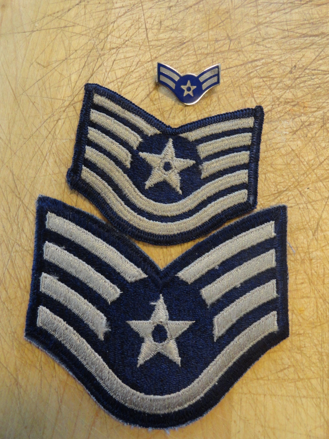 Vintage USAF Patch 1950s AIR FORCE Stripes Rank Patches Pin