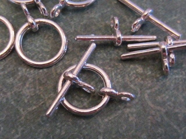 10  sets - Silver Toggle Clasps - Antique Silver - (ASTC)