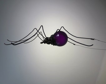 Purple Sun Catcher Window Spider Hanging Art, Made to Order