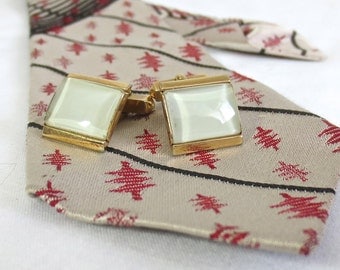 Vintage 1950's-1960's SWANK Cufflinks - Gold & White Man's Retro Accessory