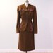 1940s Gabardine Suit, 40s Skirt Suit, Beaded Brown Fit-n-Flare Peplum Blazer Suit, Silk Soutache Trim, Vintage Hourglass Suit Youthmore