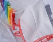 Try-it Size, Pack of 5 Paperless Towels in White Birdseye Cotton with Your Choice of Colored Edging