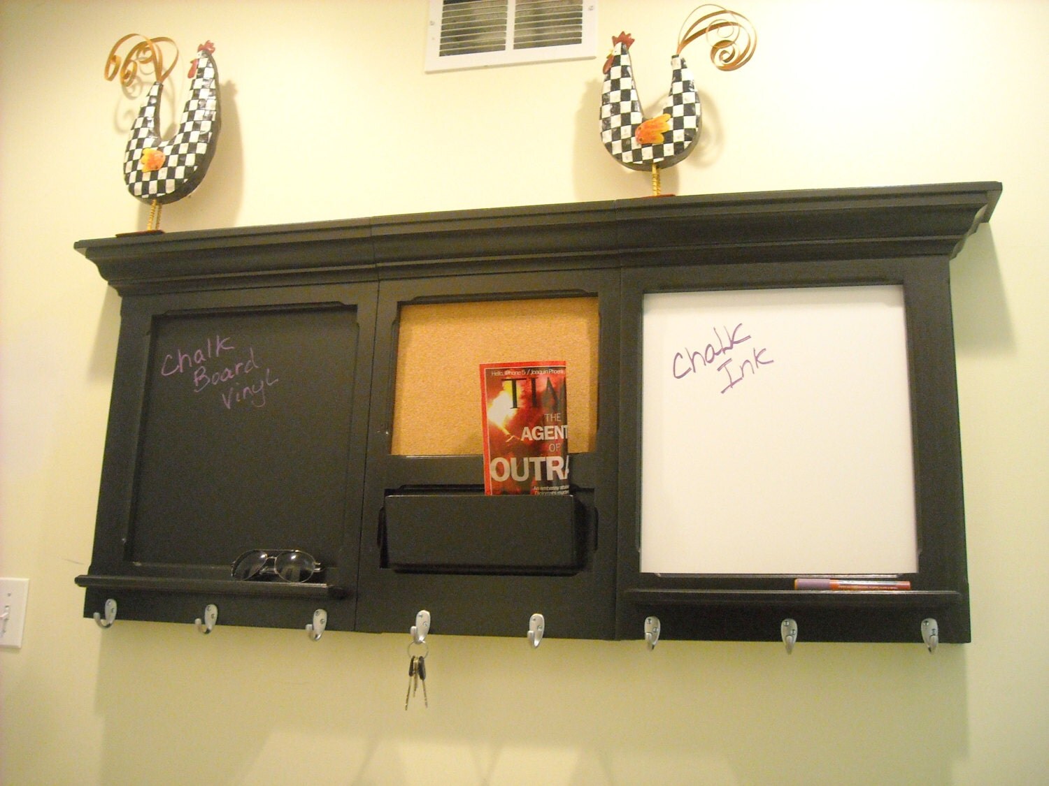 Soot Black 3 piece bulletin board Cork Chalk and Dry Erase