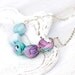 Fabric necklace Mint green purple fantasy SALE