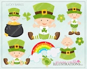 Lucky Babies Cute Digital Clipart for Invitations, Card Design, Scrapbooking, and Web Design, St Patricks Day Clipart Il_170x135
