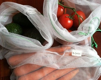 Reusable Mesh Market Produce Bags - Bag Set of 3